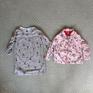 Carter's Gray Animal Print Nightgown and Pink Dinosaur Pajama Set